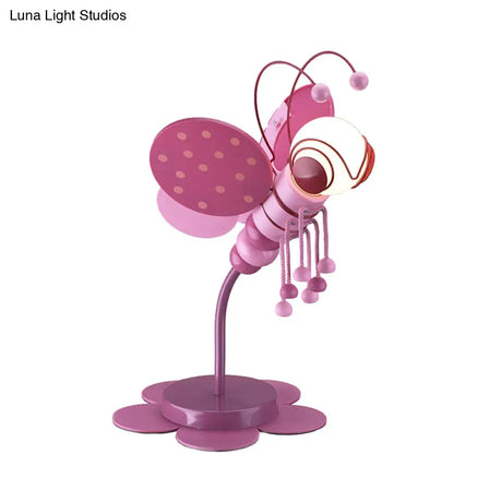 Bee-Theme Cartoon Desk Lamp: Metal Reading Light For Kids Study Room