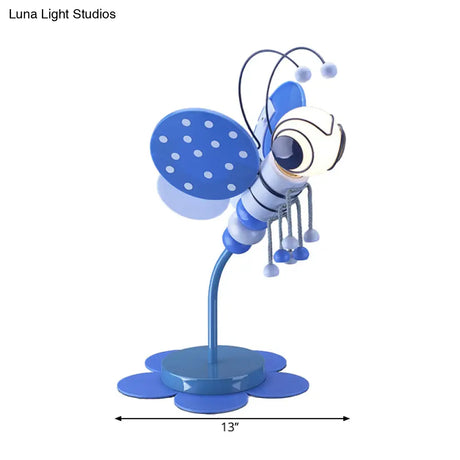 Bee-Theme Cartoon Desk Lamp: Metal Reading Light For Kids Study Room