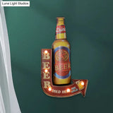 Beer/Car/Anchor Sign Battery Operated Led Flush Wall Sconce Night Light Modern Metallic Design In