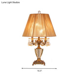 Beige 3-Light Table Lamp With Traditional Crystal Design For Bedroom