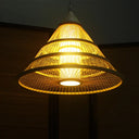 Beige Asian Style Pendant Light With Bamboo Shade - Single Head Ceiling Fixture For Wide Flare