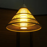 Beige Asian Style Pendant Light With Bamboo Shade - Single Head Ceiling Fixture For Wide Flare