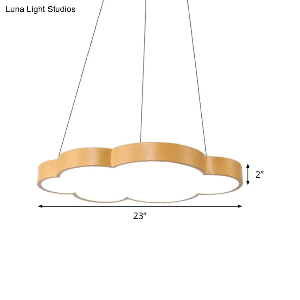 Beige Slim Acrylic Cloud Pendant Light For Kids Game Room