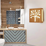 Beige Square Sconce Light: Tree Kids Wood Wall Light For Cozy Child Bedroom