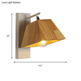 Beige Trapezoid Shade Rotatable Wood Wall Sconce - Modern Balcony Bedroom Lamp