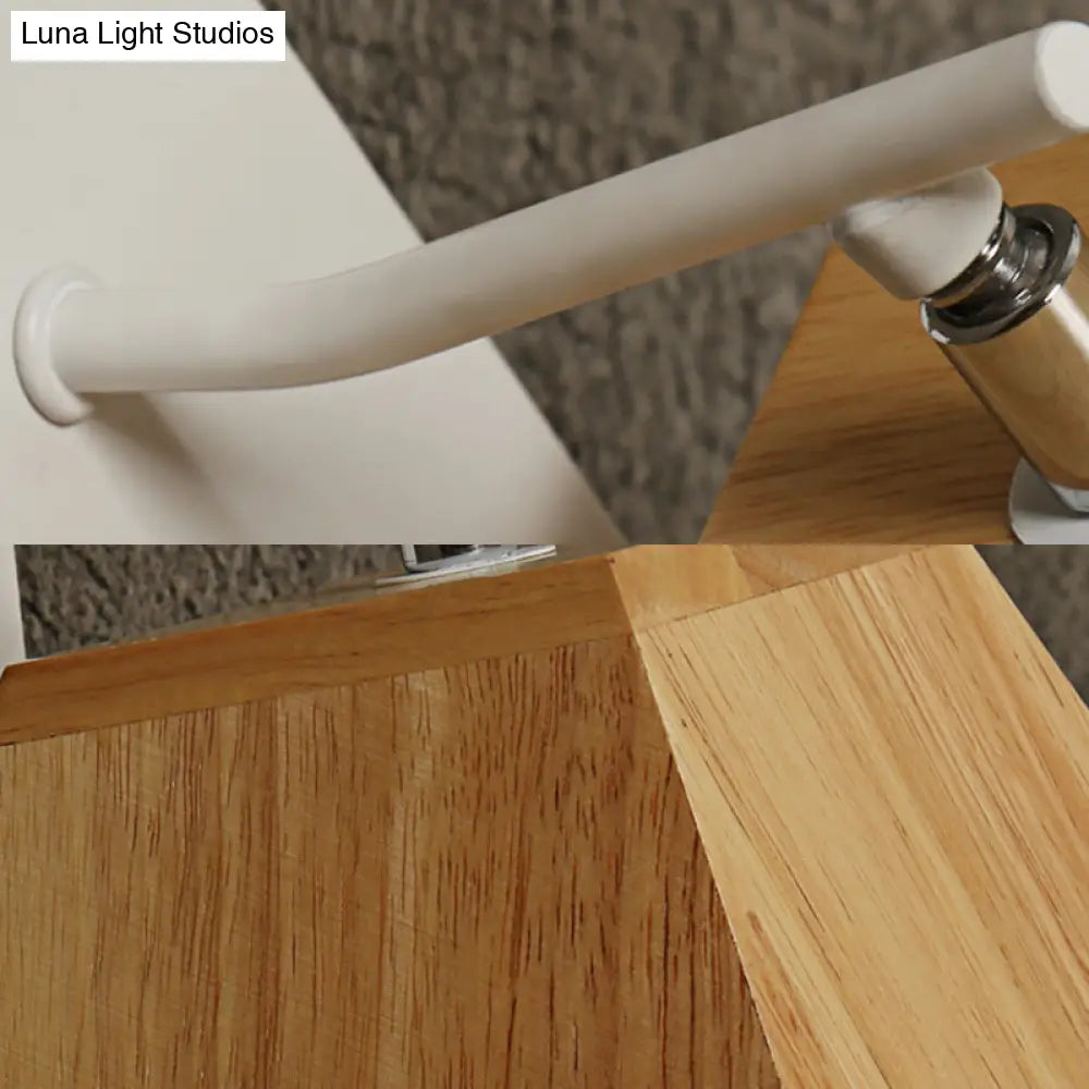 Beige Trapezoid Shade Rotatable Wood Wall Sconce - Modern Balcony Bedroom Lamp