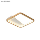Beige Wood Frame Led Ceiling Fixture Flush Mount Multiple Length Options