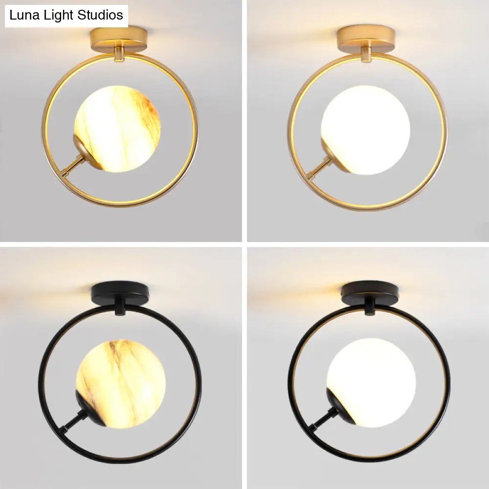 Bell & Ring Corridor Ceiling Light Glass Mini Semi Flush Mount