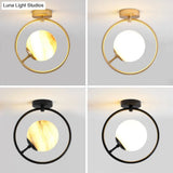 Bell & Ring Corridor Ceiling Light Glass Mini Semi Flush Mount