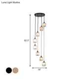 Beveled Crystal Nordic Pendant Lighting Fixture With Multiple Hanging Drum Lights