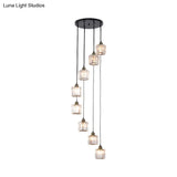 Beveled Crystal Nordic Pendant Lighting Fixture With Multiple Hanging Drum Lights