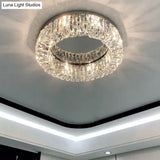 Beveled Cut Crystal Flush Mount Ceiling Light For Bedroom - Simple Style & Elegance