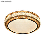 Beveled Cut Crystal White Led Flushmount Ceiling Light Fixture - Simplicity Round Design