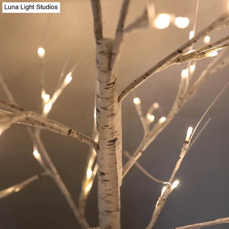 Birch Tree Plastic Led Floor Lamp - Decorative White Usb Nightstand Lighting