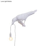 Bird Shape Wall Mount Light - Country Style Resin Sconce Lamp (White/Black Finish) With 1 Bulb