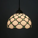 Black 1-Light Pendant Lamp With Baroque Beige/Blue/Green Glass Shade - Perfect For Dining Room Green