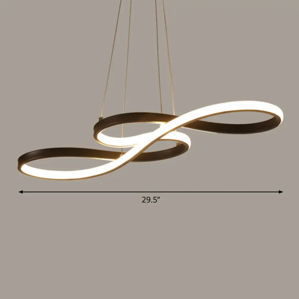 Black Acrylic Art Deco Led Chandelier: Musical Note-Inspired Suspension Light For Dining Room /