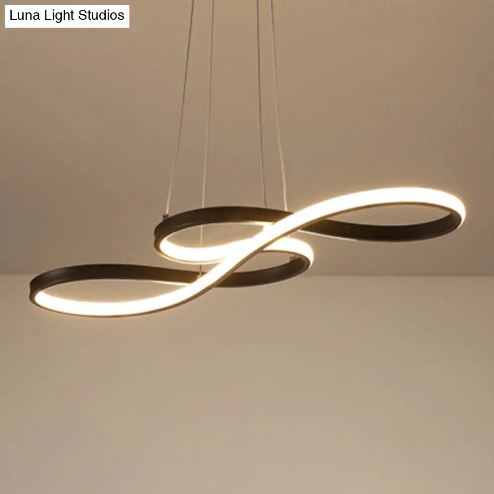 Black Acrylic Art Deco Led Chandelier: Musical Note-Inspired Suspension Light For Dining Room