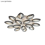 Black Acrylic Leaf Shape Flush Mount Led Ceiling Light - Modern Style For Hotel Shop