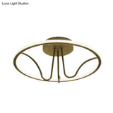 Black Acrylic Led Flush Ceiling Lamp - Minimalist Circular Semi Mount Light For Bedroom