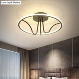 Black Acrylic Led Flush Ceiling Lamp - Minimalist Circular Semi Mount Light For Bedroom