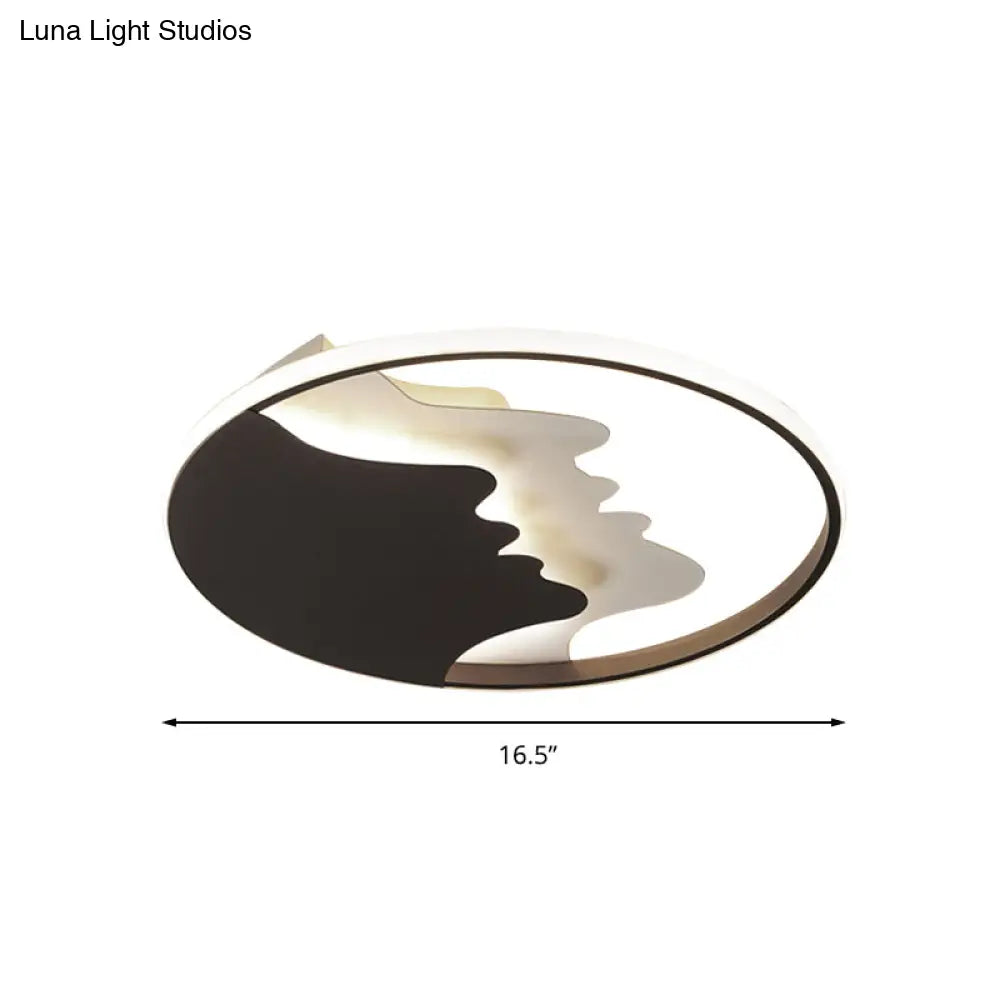 Black Acrylic Led Flush Mount Ceiling Light – Bedroom Mountain Peak Design