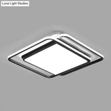 Black Acrylic Nordic Led Ceiling Light For Bedroom - Square Flush Mount Fixture / 16.5 White