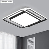 Black Acrylic Nordic Led Ceiling Light For Bedroom - Square Flush Mount Fixture