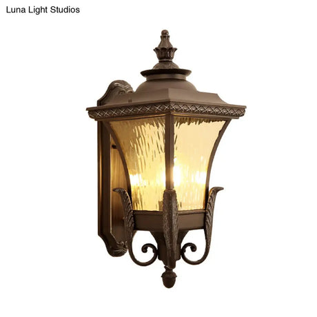 Black Aluminum Wall Sconce With Acrylic Shade - Lodges Lantern Mount Lighting