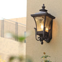 Black Aluminum Wall Sconce With Acrylic Shade - Lodges Lantern Mount Lighting