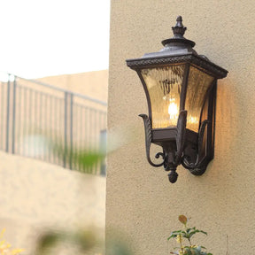 Black Aluminum Wall Sconce With Acrylic Shade - Lodges Lantern Mount Lighting