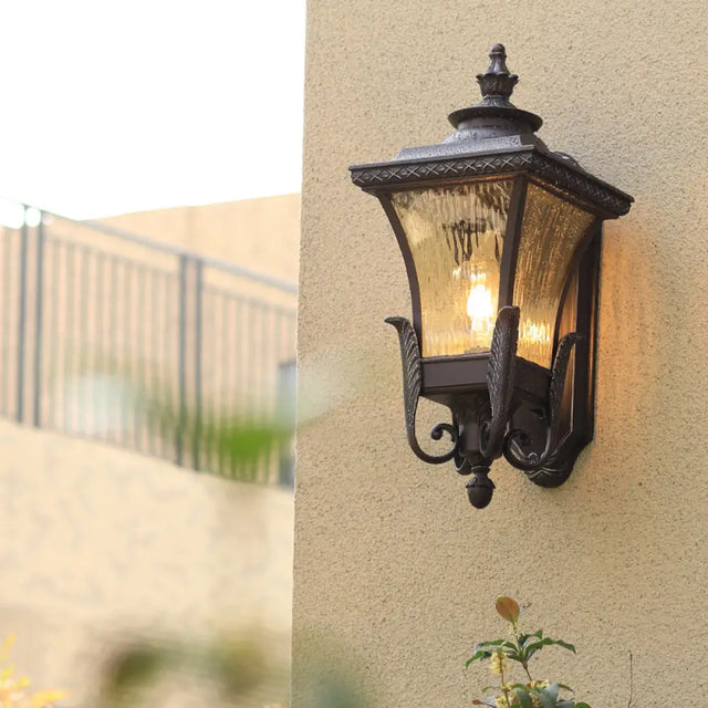 Black Aluminum Wall Sconce With Acrylic Shade - Lodges Lantern Mount Lighting