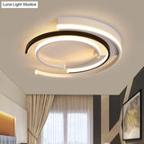 Black And White Led Circular Flush Mount For Modern Acrylic Bedroom Lighting