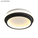Black And White Minimalist Led Ceiling Lamp With Recessed Diffuser - Small Square/Round Flush Light