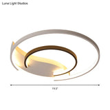Black And White Simple Acrylic Led Flush Mount Light For Bedroom - Warm/White 16’/19.5’ Wide
