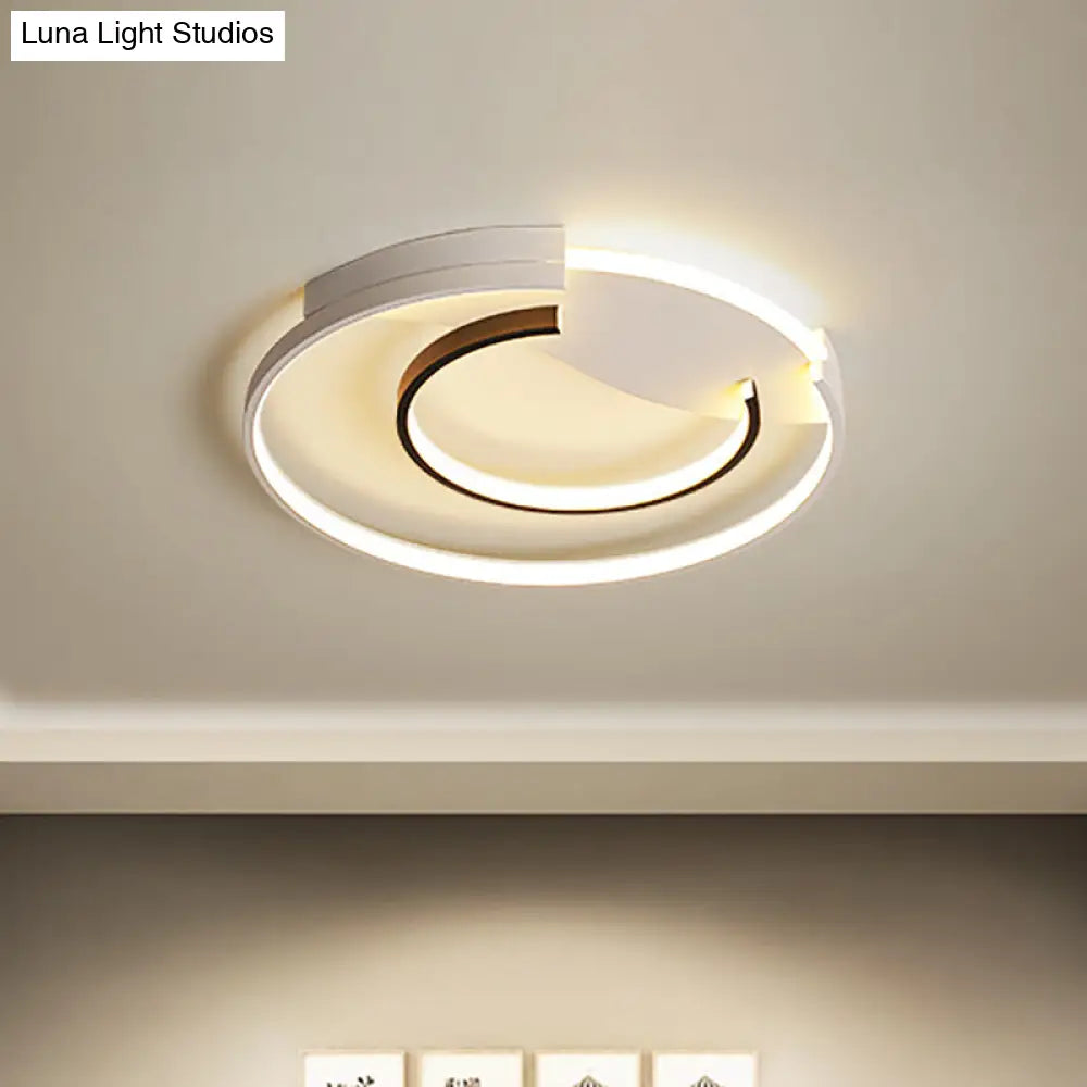 Black And White Simple Acrylic Led Flush Mount Light For Bedroom - Warm/White 16’/19.5’ Wide