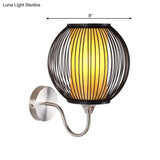 Black Asian Style Bamboo Wall Lamp With Gooseneck Arm - 1-Light Sconce Lighting For Bedside