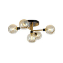 Black - Brass 5 - Light Glass Semi - Flush Mount Ceiling Lamp - Contemporary Ball Shaped Design For