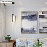Black/Brass Caged Metal Ceiling Lamp - 1 Light Suspended Pendant For Traditional Bedrooms