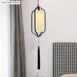 Black/Brass Caged Metal Ceiling Lamp - 1 Light Suspended Pendant For Traditional Bedrooms