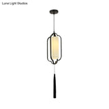 Black/Brass Caged Metal Ceiling Lamp - 1 Light Suspended Pendant For Traditional Bedrooms