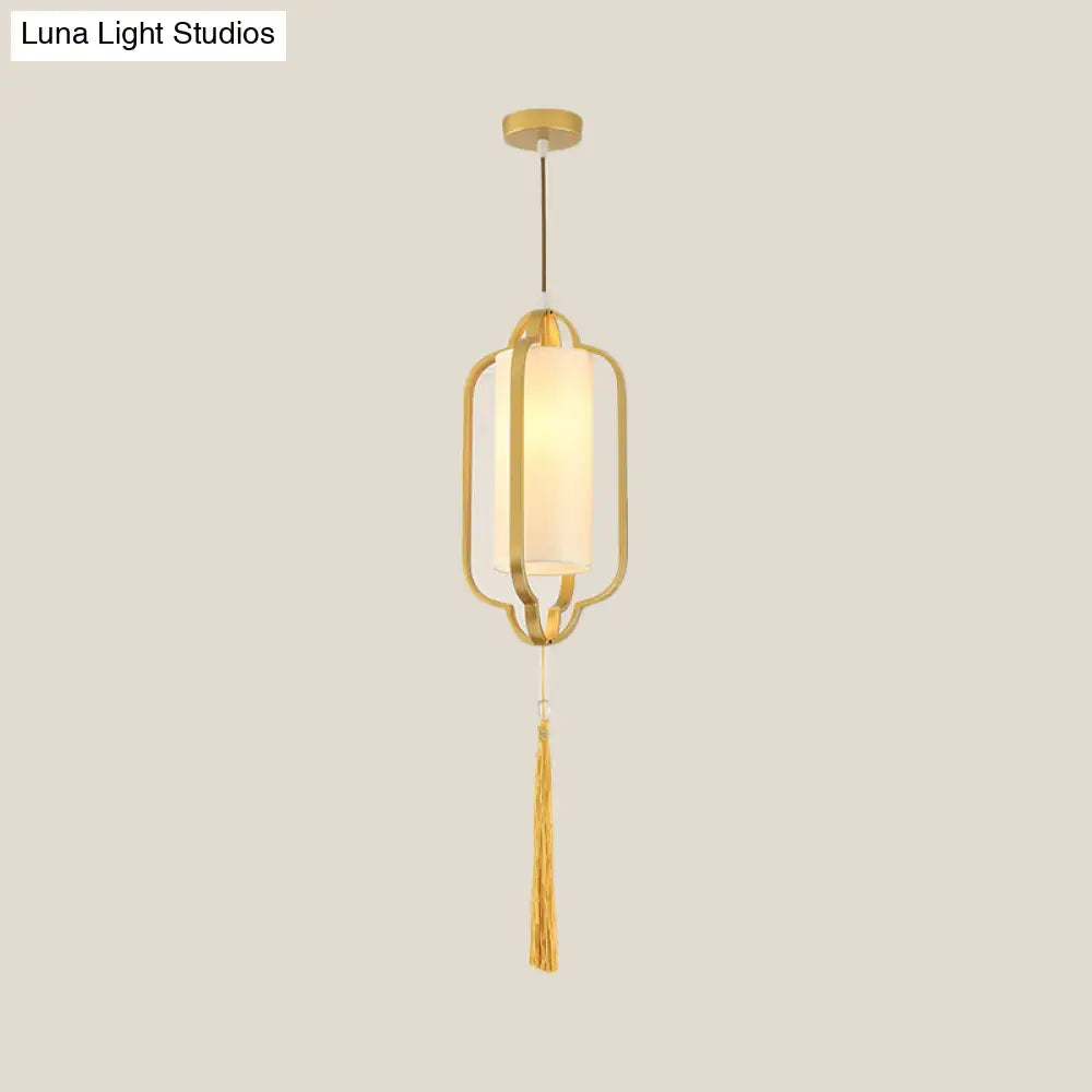 Black/Brass Caged Metal Ceiling Lamp - 1 Light Suspended Pendant For Traditional Bedrooms