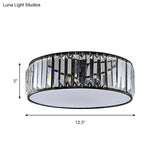 Black/Bronze Drum Flush Mount Crystal Ceiling Light - Elegant 3/4/5-Light Lamp For Bedroom