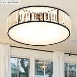 Black/Bronze Drum Flush Mount Crystal Ceiling Light - Elegant 3/4/5-Light Lamp For Bedroom
