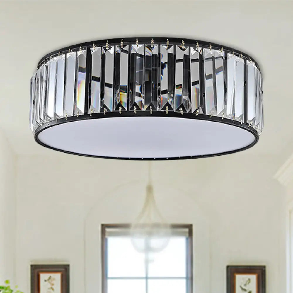 Black/Bronze Drum Flush Mount Crystal Ceiling Light - Elegant 3/4/5-Light Lamp For Bedroom 3 / Black
