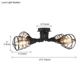 Black/Bronze Metal Twisted Pipe Semi Flush Light Fixture For Restaurant - 4/6/8 Bulbs