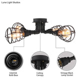 Black/Bronze Metal Twisted Pipe Semi Flush Light Fixture For Restaurant - 4/6/8 Bulbs