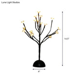 Black Cherry Blossom Led Night Light With Clear Plastic Shade Perfect Décor For Bedroom Nightstand