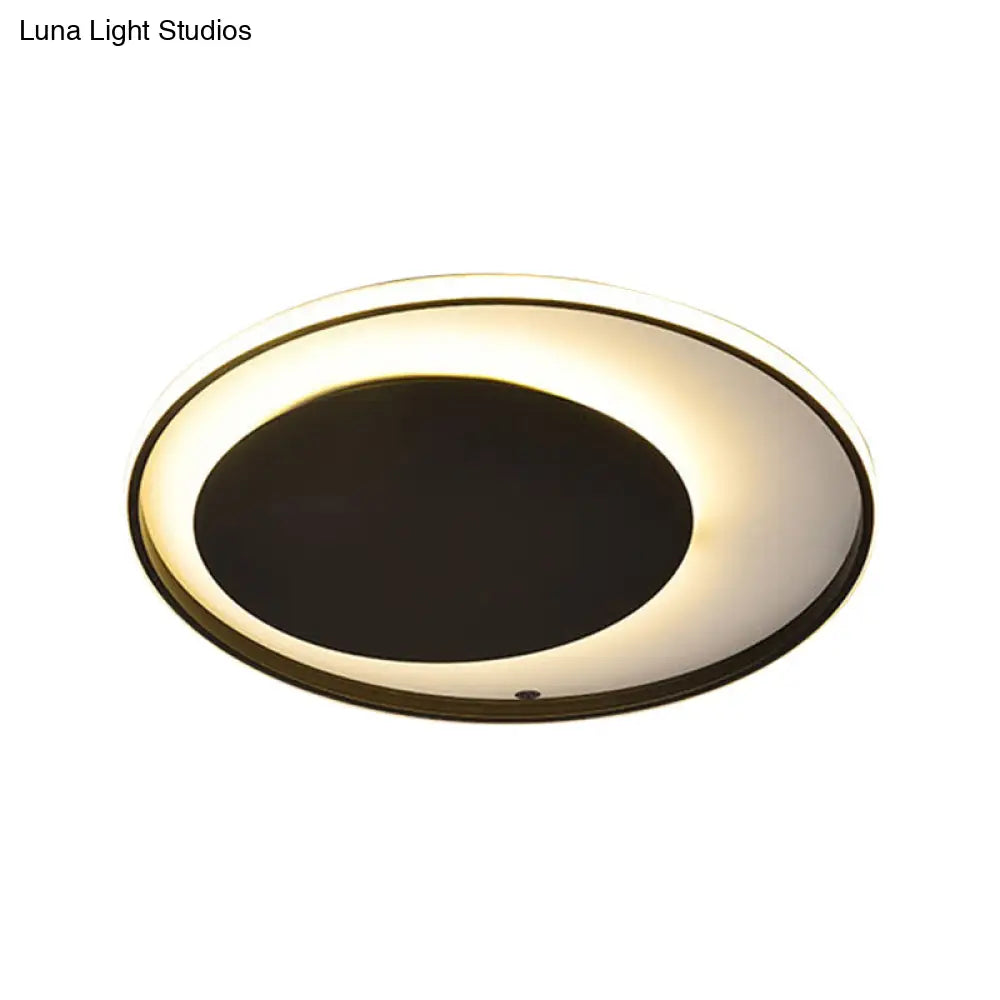 Black Circle Ceiling Lamp - Simple Style Acrylic 18’/23.5’ Wide Led Flush Mount Lighting