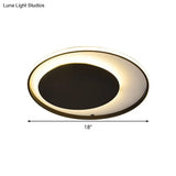 Black Circle Ceiling Lamp - Simple Style Acrylic 18’/23.5’ Wide Led Flush Mount Lighting